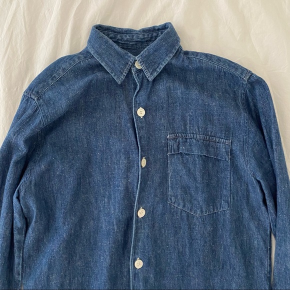 OUR LEGACY WORKSHOP RARE Japanese Hemp, Indigo & Mother Pearl Buttons Shirt S-L - Picture 7 of 11
